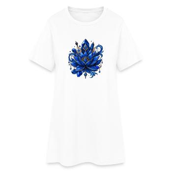 Ornement de pierre précieuse de lotus azur - Robe T-shirt Femme - blanc - Devant
