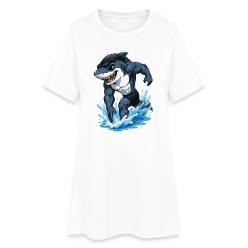 Char de dessin animé de requin - Robe T-shirt Femme - blanc - Devant