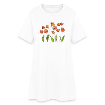 Flowers - Women’s T-Shirt Dress - white - Front