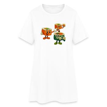 Fröhliche Sushi-Crew - Frauen T-Shirt-Kleid - Weiß - Vorne