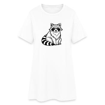 Sitzender Waschbär - Frauen T-Shirt-Kleid - Weiß - Vorne