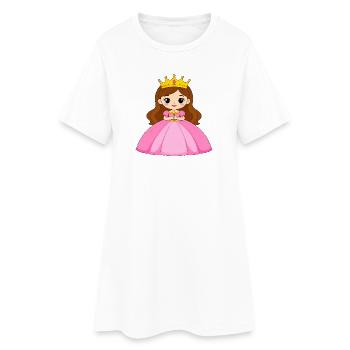 Kleine Prinzessin im rosa Kleid – Süßes Comic-Art - Frauen T-Shirt-Kleid - Weiß - Vorne