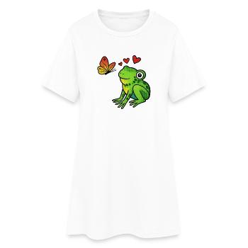 Grenouille et papillon au cœur - Robe T-shirt Femme - blanc - Devant