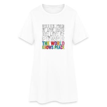 Wenn Die Macht Der Liebe Frieden Spruch - Frauen T-Shirt-Kleid - Weiß - Vorne