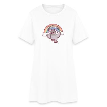 Un pigeon mignon volant parmi la vie arc-en-ciel est un jeu de mots coo - Robe T-shirt Femme - blanc - Devant