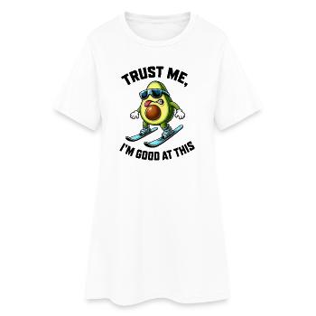 Avocado Skier Drôle de Sports d’hiver - Robe T-shirt Femme - blanc - Devant