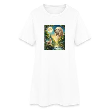 Howling to the Moon Meme Hund Pudel - Frauen T-Shirt-Kleid - Weiß - Vorne