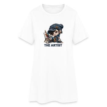 Chibi Künstler am Malpinsel - Frauen T-Shirt-Kleid - Weiß - Vorne