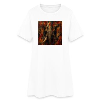 Farbenfroher abstrakter Elefant - Frauen T-Shirt-Kleid - Weiß - Vorne