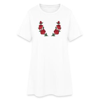 Red Rose Border Frame - Women’s T-Shirt Dress - white - Front