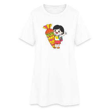 Fille mignonne avec un cône d’école pour l’inscription – Kawa - Robe T-shirt Femme - blanc - Devant