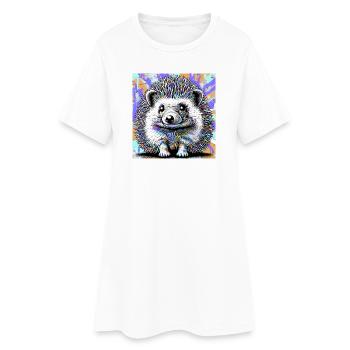 Igel - Frauen T-Shirt-Kleid - Weiß - Vorne