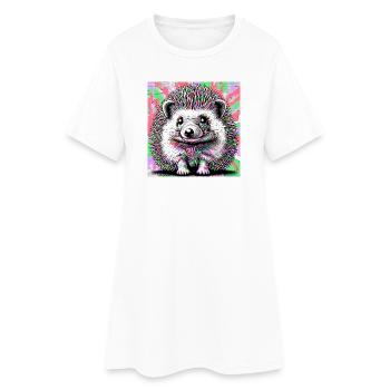 Igel - Frauen T-Shirt-Kleid - Weiß - Vorne