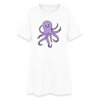 Charme de pieuvre violette - Robe T-shirt Femme - blanc - Devant