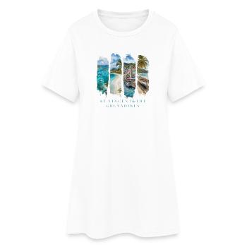 Voyage à Saint-Vincent – Plage et Océan des Caraïbes - Robe T-shirt Femme - blanc - Devant