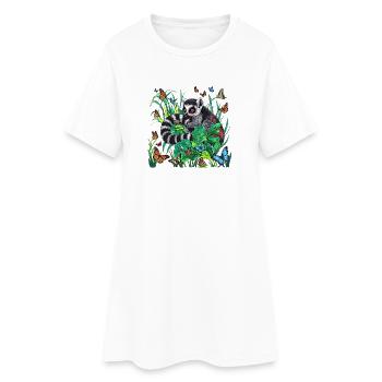 Jungle lemur with butterflies ring-tailed lemur - Women’s T-Shirt Dress - white - Front
