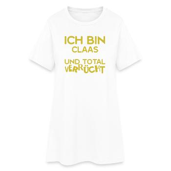 Claas als Vorname - Frauen T-Shirt-Kleid - Weiß - Vorne