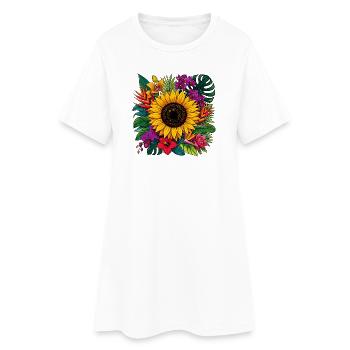 Fleur tropicale de tournesol - Robe T-shirt Femme - blanc - Devant
