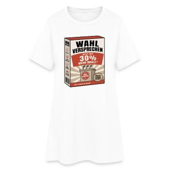 Wahlversprechen – Jetzt mit 30% mehr Inhalt - Frauen T-Shirt-Kleid - Weiß - Vorne