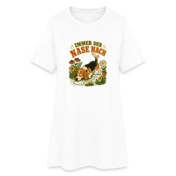 Beagle Immer der Nase nach - Frauen T-Shirt-Kleid - Weiß - Vorne