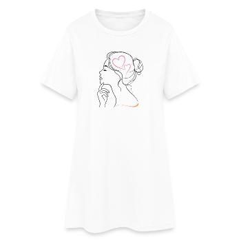 Femme minimaliste au cœur | Art lineal - Robe T-shirt Femme - blanc - Devant