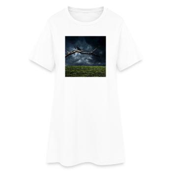 Midnight Branch with Crow - Women’s T-Shirt Dress - white - Front
