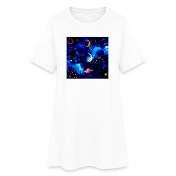 Nébuleuse aquarelle cosmique - Robe T-shirt Femme - blanc - Devant