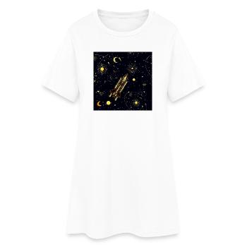 La fusée dorée en orbite cosmique - Robe T-shirt Femme - blanc - Devant