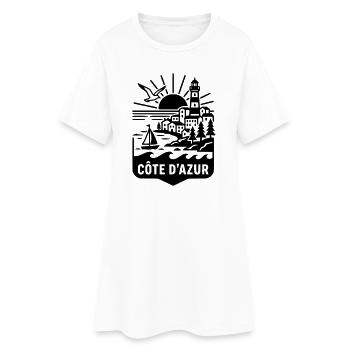 Côte d'Azur Silhouette Meer & Leuchtturm - Frauen T-Shirt-Kleid - Weiß - Vorne