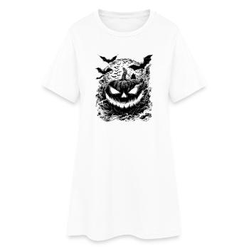 Halloween Horror Pumpkin Bats Gothic Motif - Women’s T-Shirt Dress - white - Front