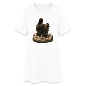 Reposer ensemble sur le rocher avec Husky - Robe T-shirt Femme - blanc - Devant
