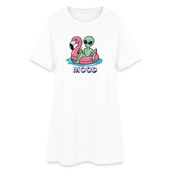 Mood Neon Alien on Flamingo - Women’s T-Shirt Dress - white - Front