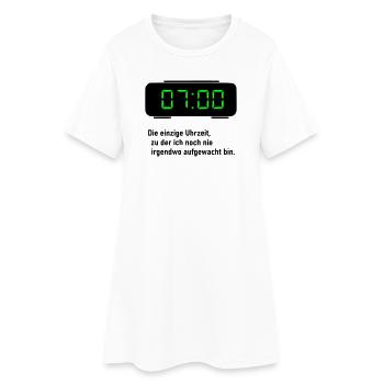 Die einzige Uhrzeit - Frauen T-Shirt-Kleid - Weiß - Vorne