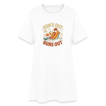 Soleil qui sort, ça roule, hot dog drôle - Robe T-shirt Femme - blanc - Devant