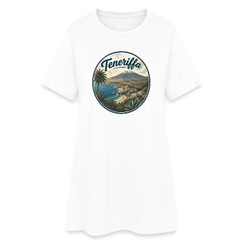 Teneriffa Retro Küstenpanorama - Frauen T-Shirt-Kleid - Weiß - Vorne