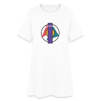 Violet Géométrique Triangles et Cercle - Robe T-shirt Femme - blanc - Devant