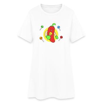 Le chili mange des bonbons - Robe T-shirt Femme - blanc - Devant