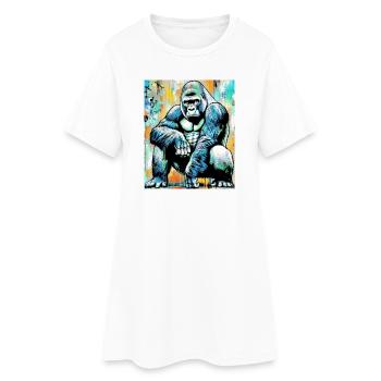 Gorilla - Frauen T-Shirt-Kleid - Weiß - Vorne