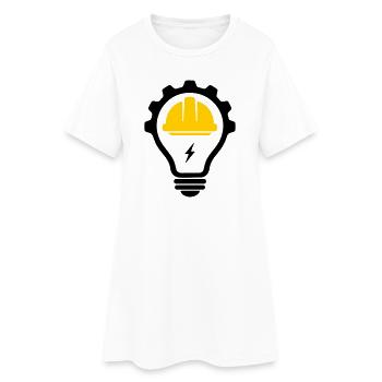 Electrician Construction Helmet Flash and Light Bulb - Women’s T-Shirt Dress - white - Front