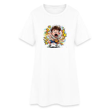 Garçon de dessin animé en décharge énergétique - Robe T-shirt Femme - blanc - Devant