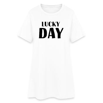 jour de chance - Robe T-shirt Femme - blanc - Devant