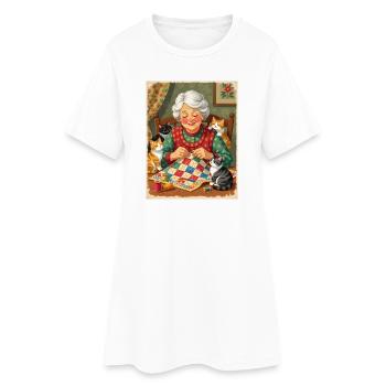 L’atelier de courtepointe pour chats de grand-mère - Robe T-shirt Femme - blanc - Devant