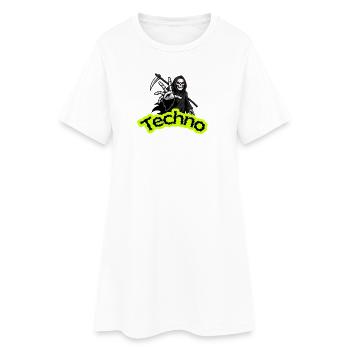 Neon Grim Techno Skull - Women’s T-Shirt Dress - white - Front
