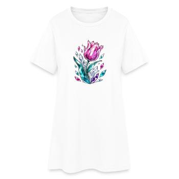 Fleur de tulipe de cristal Fleur de diamant - Robe T-shirt Femme - blanc - Devant