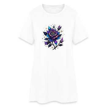Rose de cristal Bleu Nuit - Robe T-shirt Femme - blanc - Devant