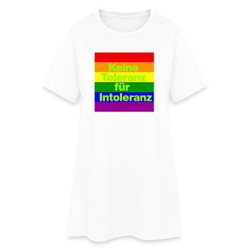 KEINE TOLERANZ FÜR INTOLERANZ, NIE WIEDER, NO NZS - Frauen T-Shirt-Kleid - Weiß - Vorne