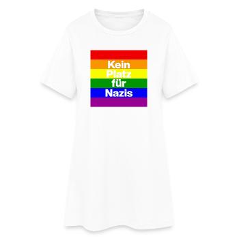 KEIN PLATZ FÜR NAZIS, NIE WIEDER, NO NZS,  - Frauen T-Shirt-Kleid - Weiß - Vorne