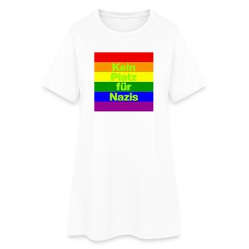 KEIN PLATZ FÜR NAZIS, NIE WIEDER, NO NZS, GRÜN - Frauen T-Shirt-Kleid - Weiß - Vorne