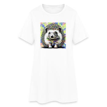 hérisson - Robe T-shirt Femme - blanc - Devant