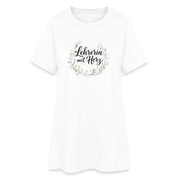 Lehrerin mit Herz - Frauen T-Shirt-Kleid - Weiß - Vorne